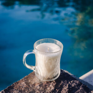 Sweater Weather scented candle in a vintage glass mug