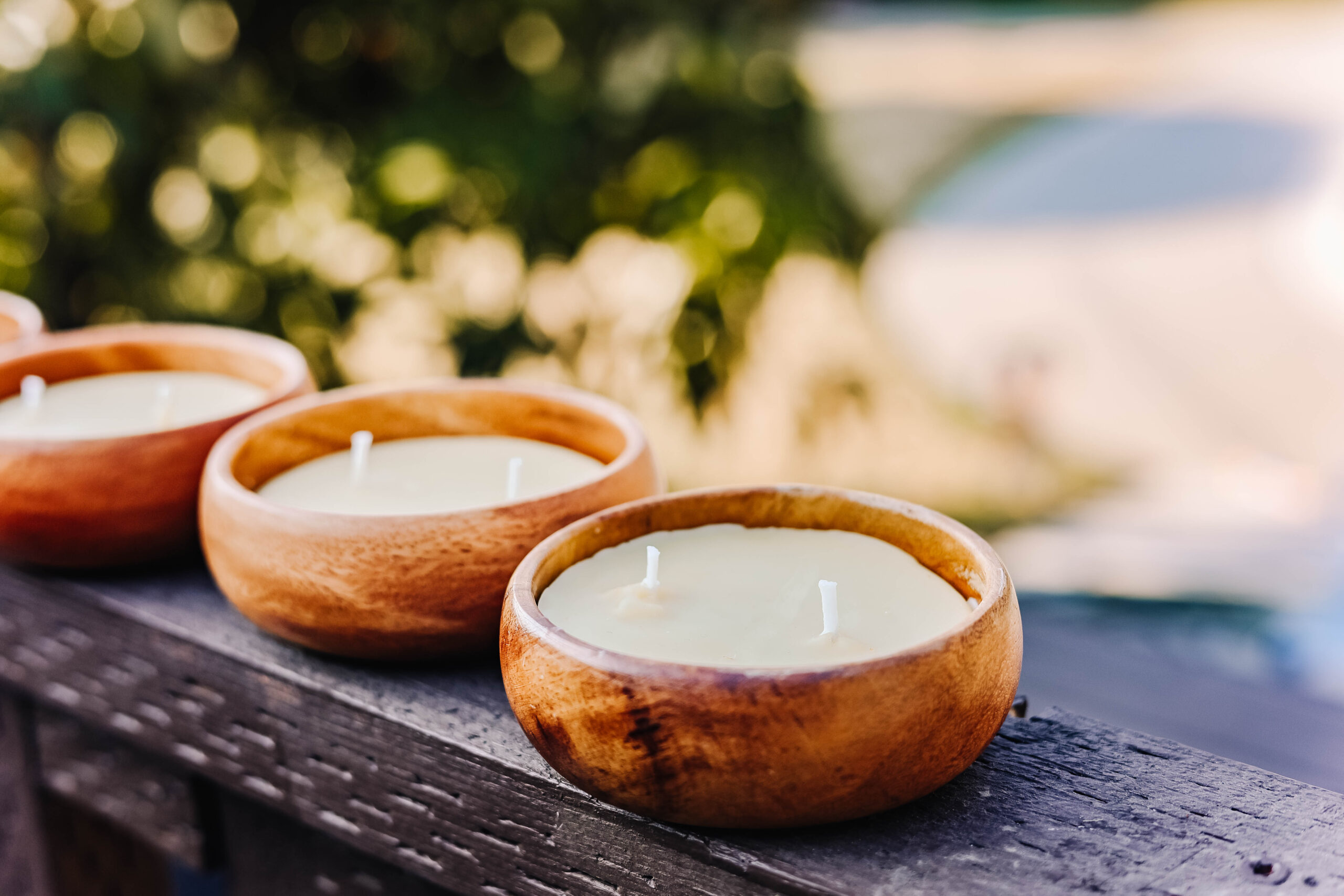Natural Beeswax Candle | One-of-a-Kind Wooden Bowls