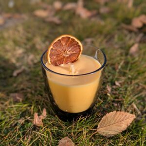 Black Round Glass Candle | Sweater Weather Scent with Dehydrated Orange